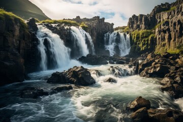  Stunning Natural Waterfall Cascading, Generative AI