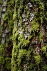 Obraz premium moss-covered tree bark texture, close-up