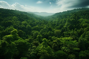 Vast And Lush Forest Canopy Seen From Above, Generative AI 