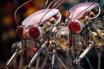 Fototapeta na wymiar close-up of biohybrid robots electronic components