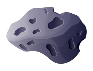 Cartoon stone, asteroid with craters and bumps. Vector isolated cosmic meteorite design element. © Ekaterina