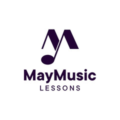 Modern and simple logo combination of letter M and musical note. It is suitable for use for music logos.
