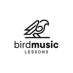 Mono line logo combination of bird and musical note. It is suitable for use as a music course logo or something like that.