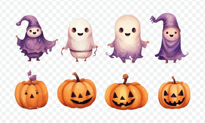 Halloween vector element set transparent isolated generative ai