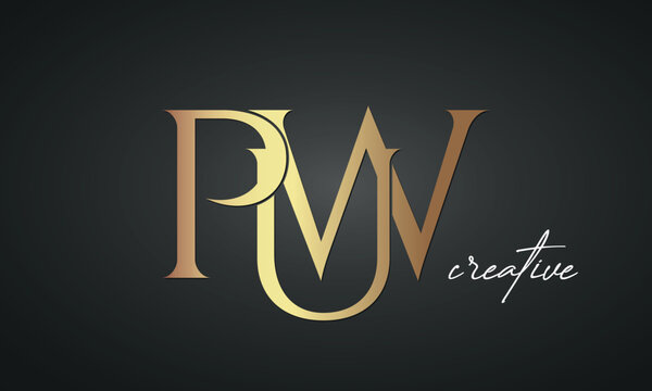 letters PUW golden logo icon premium monogram, creative royal logo design