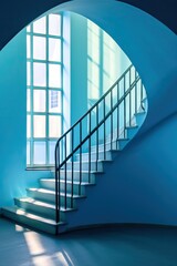 blue wall with stairs