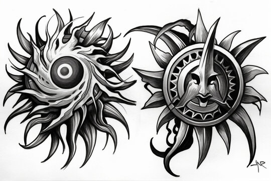 Tribal sun, Tattoo Sketches, 