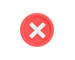 Cross sign icon 3D rendering illustration