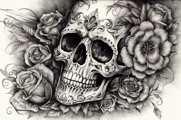 Sugar skull, Tattoo Sketches, 