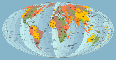Fototapeta na wymiar World map Time zones map