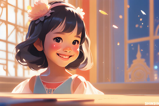 girl smiling brightly.
generality AI