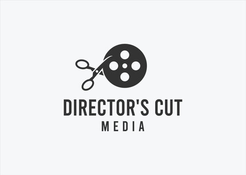 film haircut logo design vector silhouette illustration