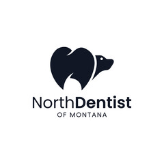 Unique logo combination of bear and teeth.  It is suitable for use as a dental clinic logo.
