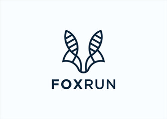 fox with dna logo design vector silhouette illustration