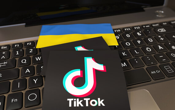 Ukraine, tiktok logo, social media image - social media visual design - (3D Rendering)