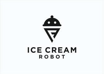ice cream robot logo design vector silhouette illustration