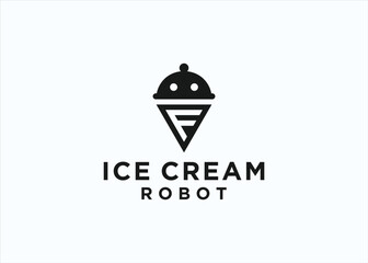 ice cream robot logo design vector silhouette illustration