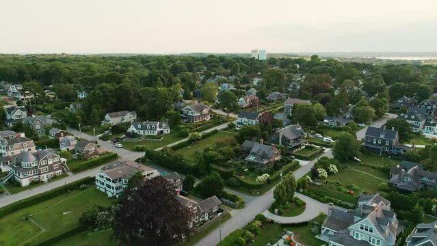 Wealthy suburbs in Jamestown Rhode Island aerial flyover