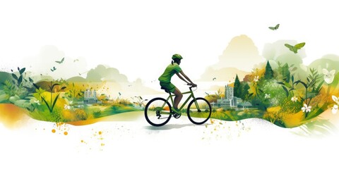 The bicycle as a means of ecological, social and economic sustainable mobility concept. ESG. Green energy, Sustainable industry. Ecological sustainability. Generative AI.