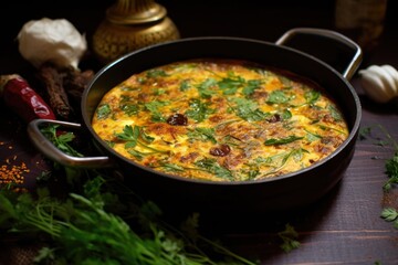 seasoning frittata with herbs and spices