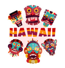 Hawaii Banner with Masks