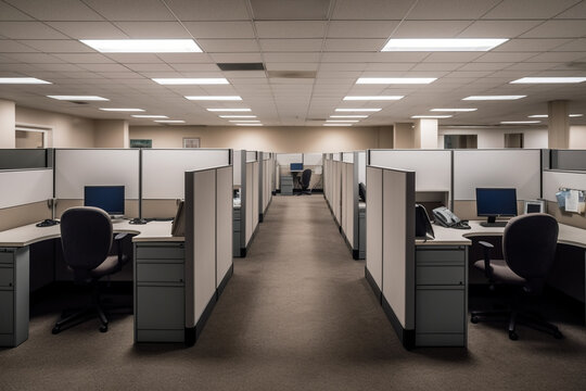 Clean and organized cubicles with no employees, Business, 