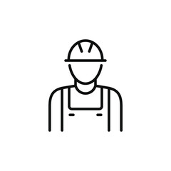 Construction worker line icon isolated on white background. Worker icon. Builder icon