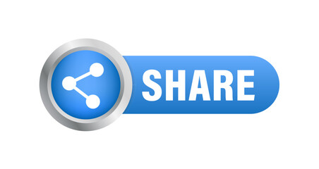 Rounded Share Buttons. Share sign. key. Push button. Click here. Glossy button. UI UX, website. Vector illustration