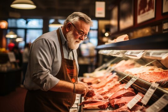 Customer Selecting Cuts Of Meat, Generative AI