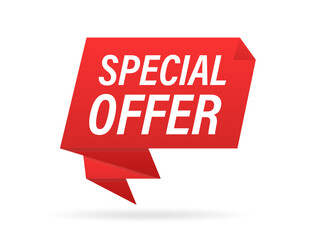 Special offer banner. Special promo product label. Speech bubble discount tag. Vector illustration
