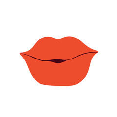 Red lipstick kiss illustration. Printable colorful banner, greeting card, poster, invitation