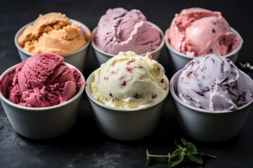 homemade ice cream in various flavors side by side