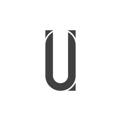 Initial alphabet letter U font icon