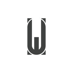 Initial alphabet letter W font icon