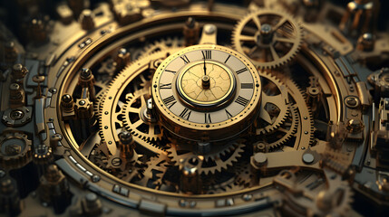 A steampunk style with gears pipes and clocks