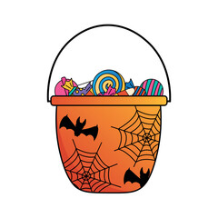 Halloween candy bucket icon. Vector illustration isolated on white background