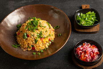 Typical traditional dish called Arroz chaufa, which is a fusion between Peruvian and Asian food.