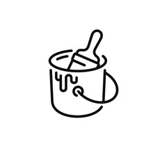 Paint bucket line icon isolated on white background