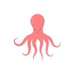 Cartoon octopus isolated on white background. Vector illustration.