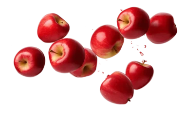 Foto op Plexiglas Floating Apple Slices Descending Red Apple Wedges in Isolated background. Generative AI ©  Creative_studio