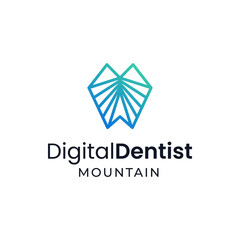 Obraz premium Modern logo combination of teeth and cut lines.