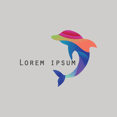 abstract colorful dolphin logo illustration vector