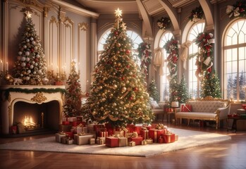 Christmas tree and decorations Interior 