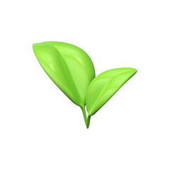 3d plant and leaf icon. Symbol of ecology and environment