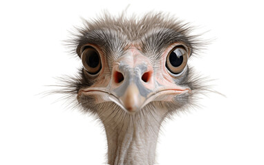Close up of Ostrich on Transparent Background. Generative AI