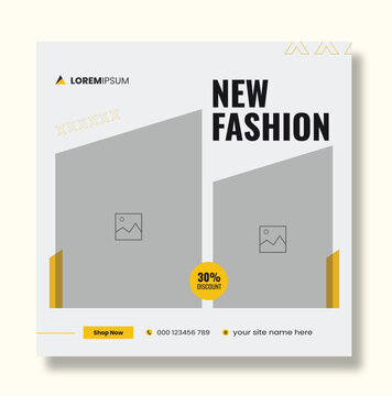 Fashion sale square social media post or banner template for new arrival promotion. 
Set of trendy Editable minimal square banner template.
