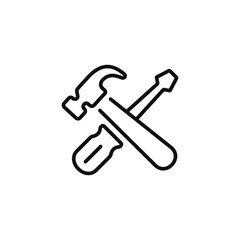 Tools line icon isolated on white background