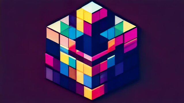 geometric art by the pc game cube. a colorful color cube animation. Generative AI