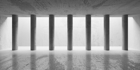 Abstract empty modern interior. Concrete walls