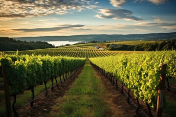 vineyard landscape with rows of grapevines